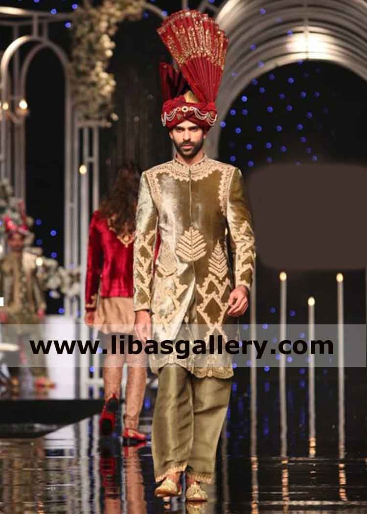 Sage Green Groom Superhit Wedding Sherwani