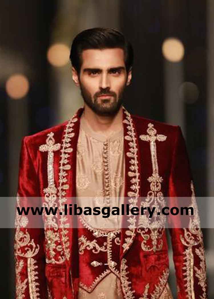 Maroon Jacket Velvet for Groom