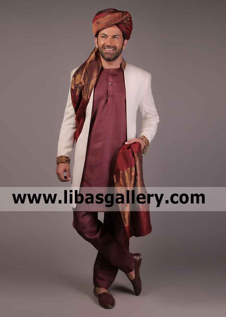 Off white Fresh Wind Nikah Sherwani Design