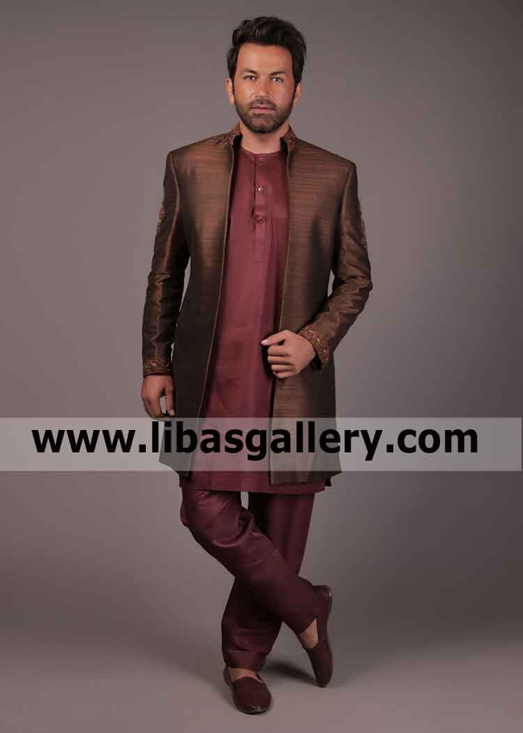 unlimited perfection in new Bistre Color Sherwani