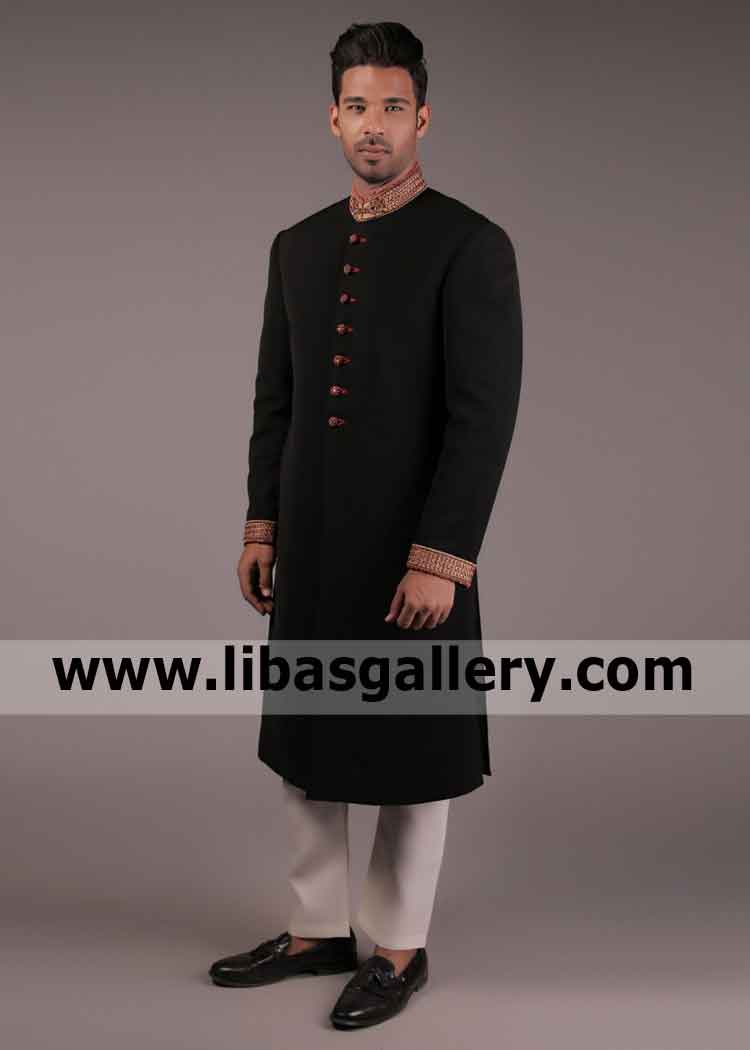 Collar and Sleeves Zardozi work Nikah barat Sherwani