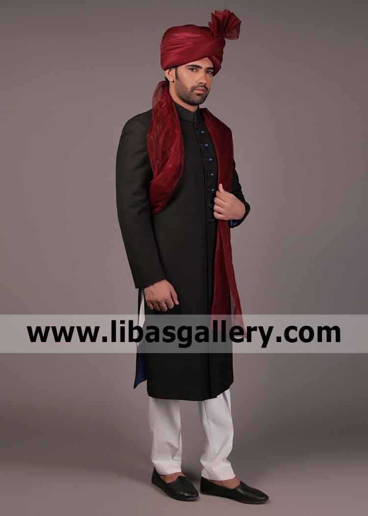 Career Supporter Black Custom made Sherwani
