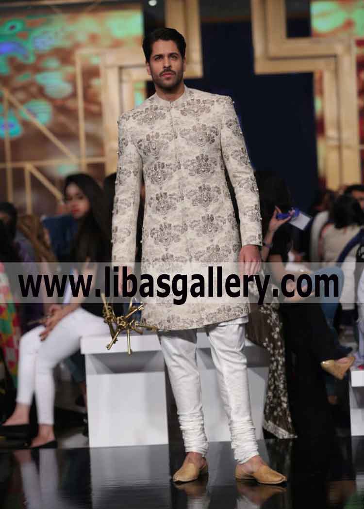Embroidered Wedding Sherwani for Young Groom
