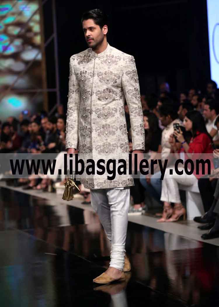 Embroidered Wedding Sherwani for Young Groom