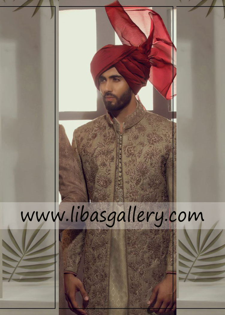 Elegant All over front Embellished Groom Wedding Sherwani