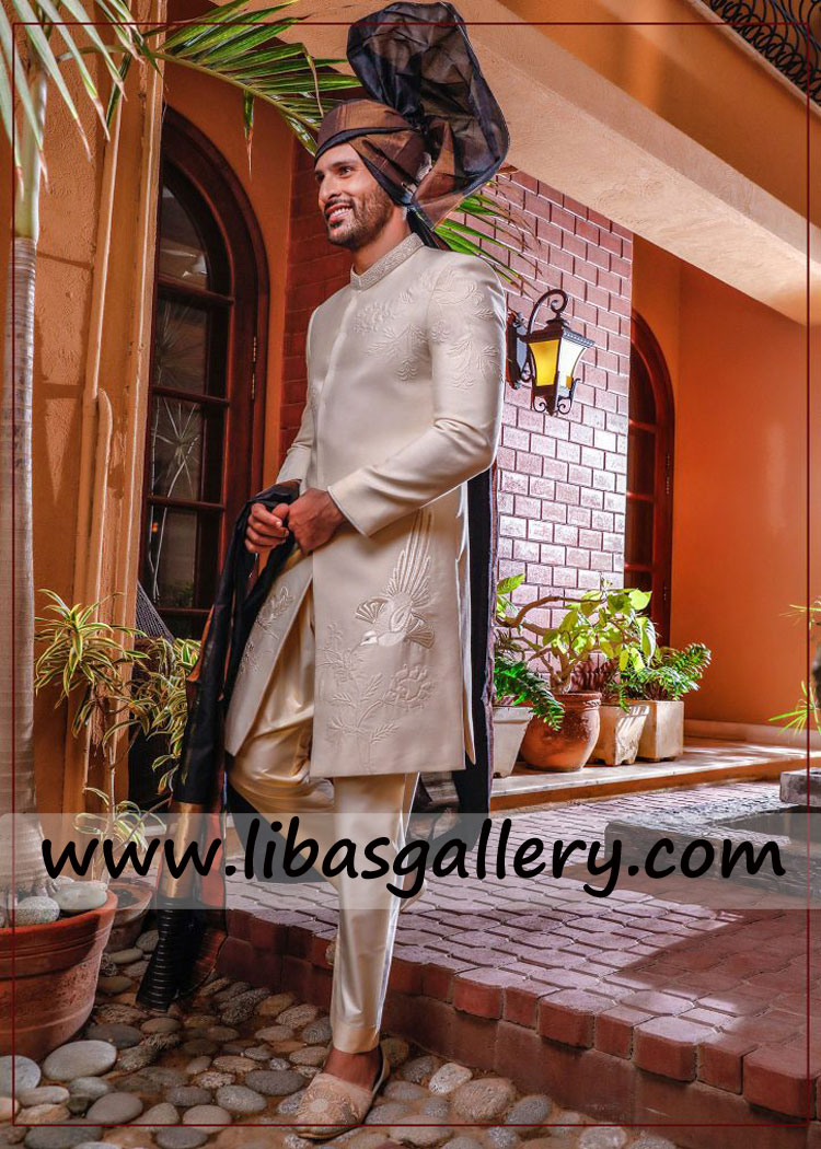 Latest Raw silk Precious Embossed Embroidery Wedding Sherwani shop online pakistani wedding sherwani design mangolia kuwait Latest Raw silk Precious Embossed Embroidery Wedding Sherwani shop online pakistani wedding sherwani design mangolia kuwait