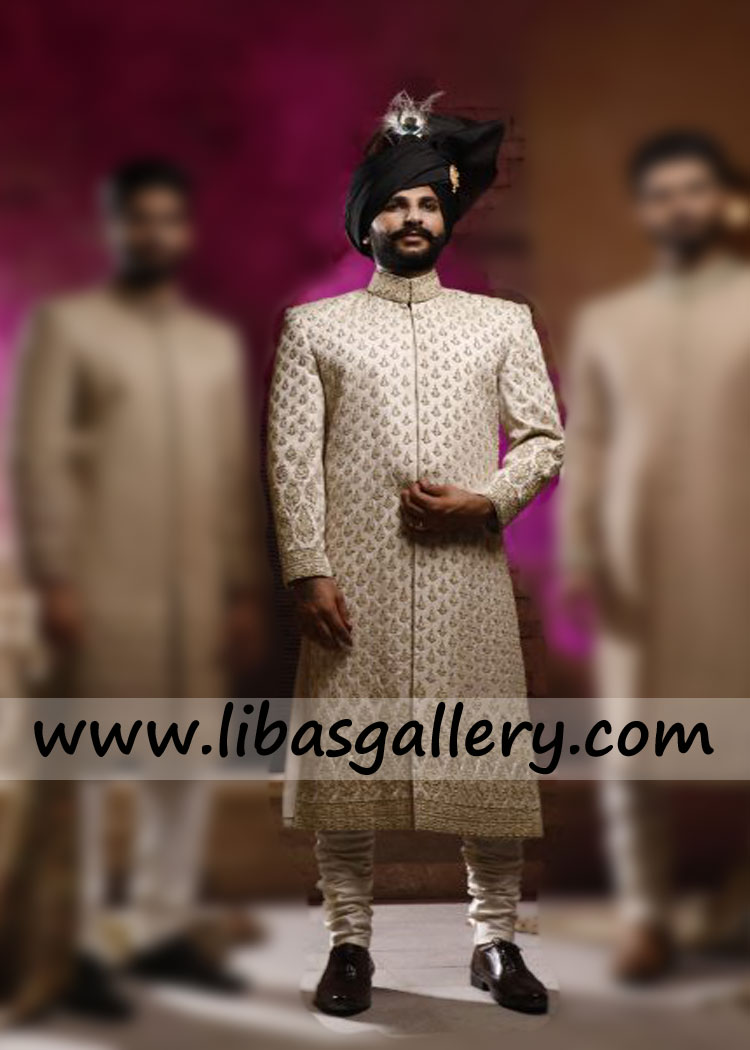 Hand Embellished Stylish Groom Elegant Sherwani Suit 