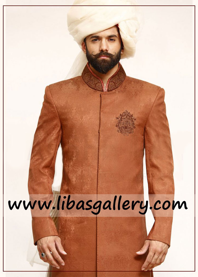 Traditional Jamawar Ethnic Wedding sherwani nikah
