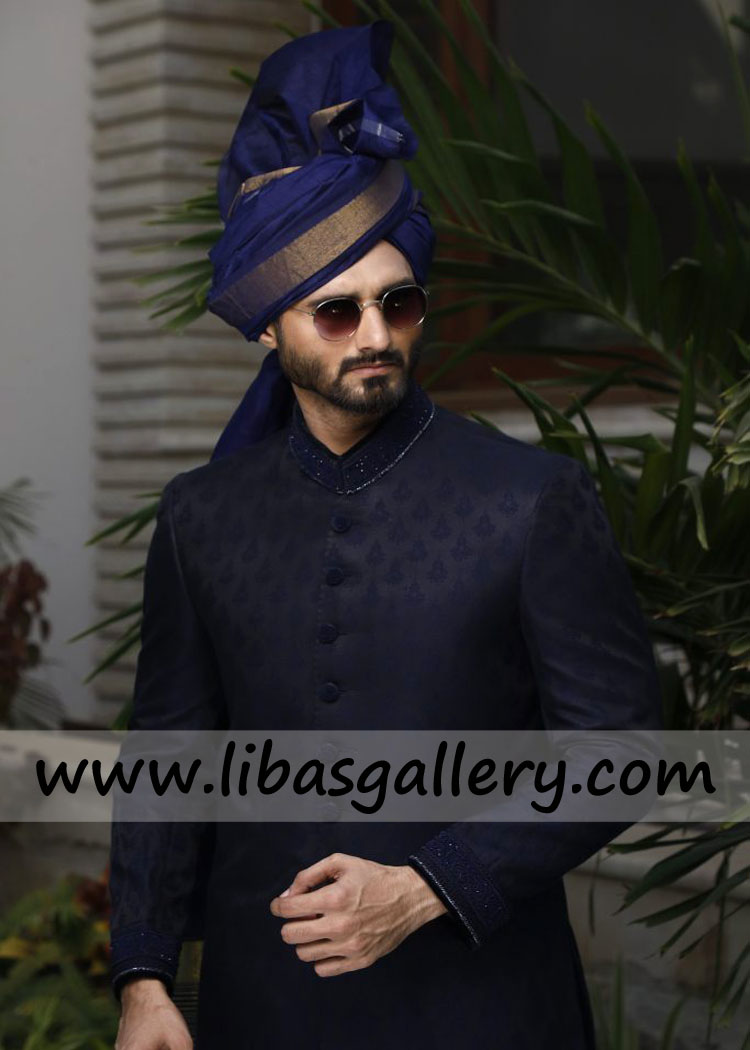 Modern Style Dulha Wedding Sherwani for Nikah Barat