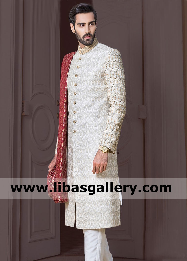 Awesome Embroidered light shade Groom Sherwani Dress