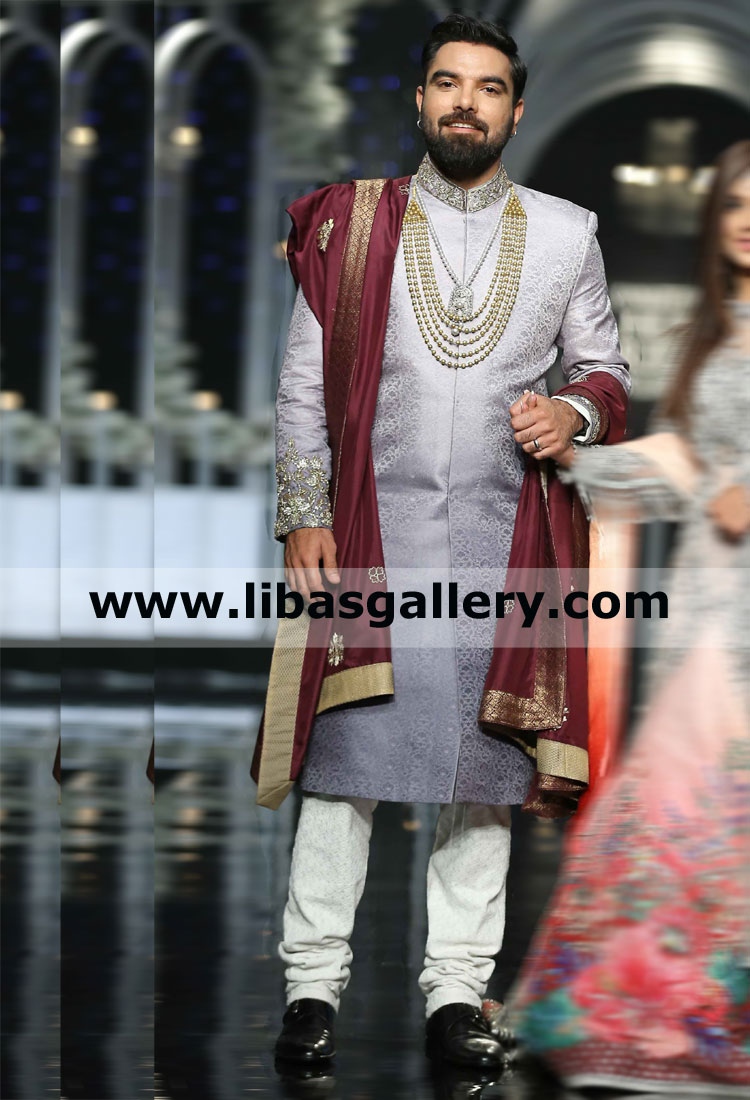 Rich Quality jamawar banarsi groom wedding sherwani ensemble