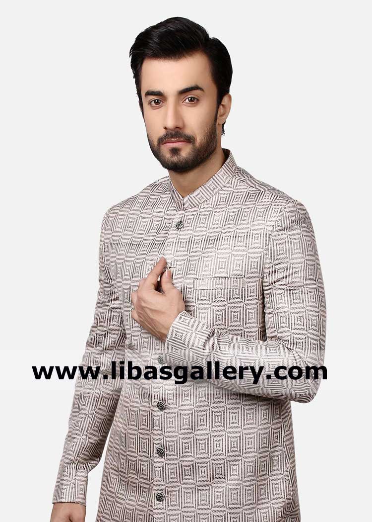 male occasion wear sherwani ensemble regular and slim fit style