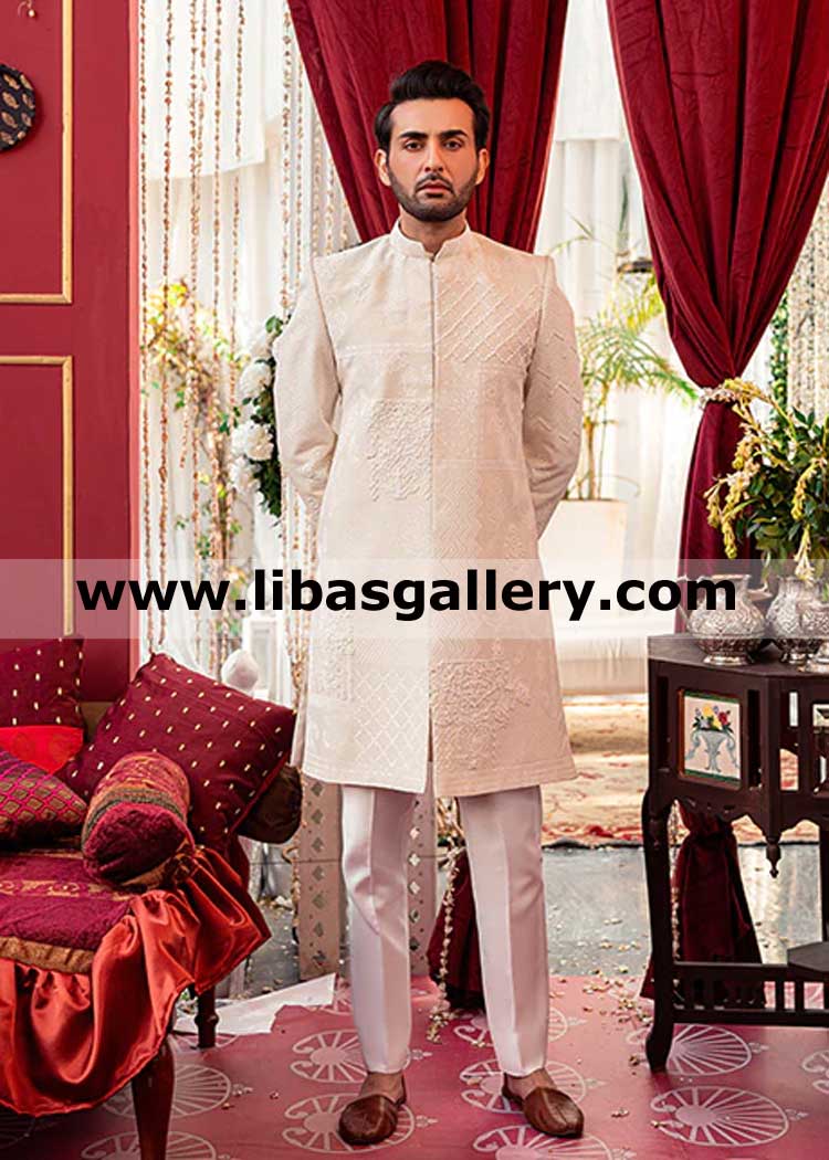 ivory karandi wedding sherwani for groom affan waheed dur e fishan wearing super fit for nikah barat session Germany Denmark Finland ivory karandi wedding sherwani for groom affan waheed dur e fishan wearing super fit for nikah barat session Germany Denmark Finland