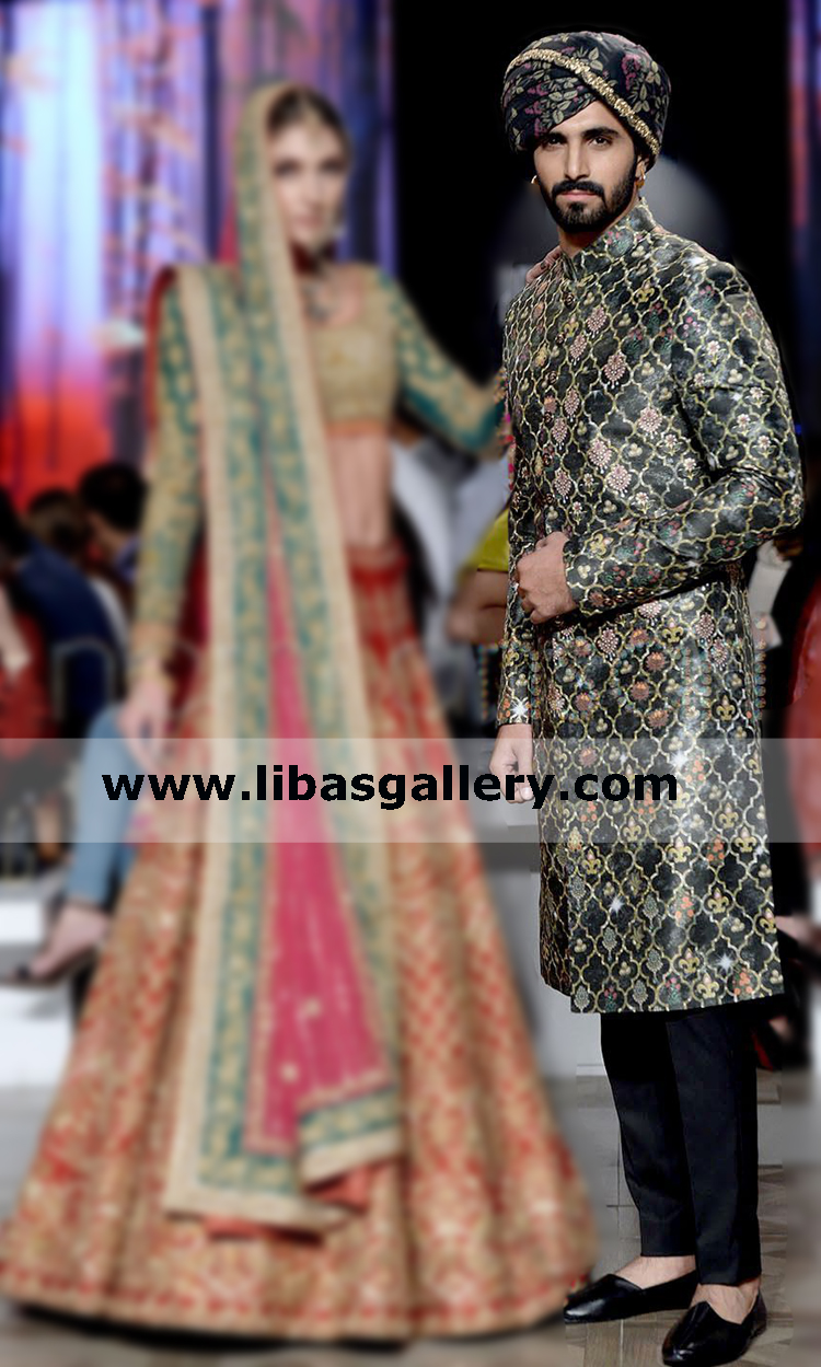 Trendy Black heavy embroidered sherwani for The perfectionist groom