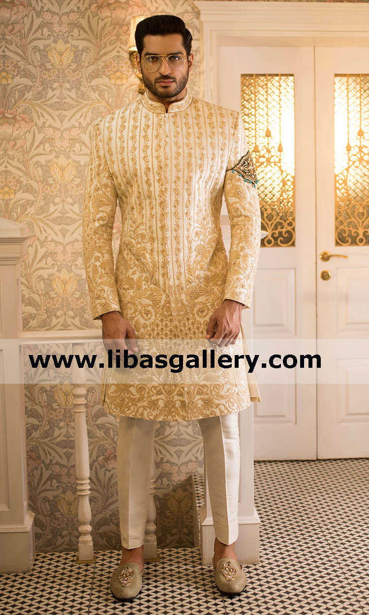 Men Embroidered sherwani dress for grand wedding event