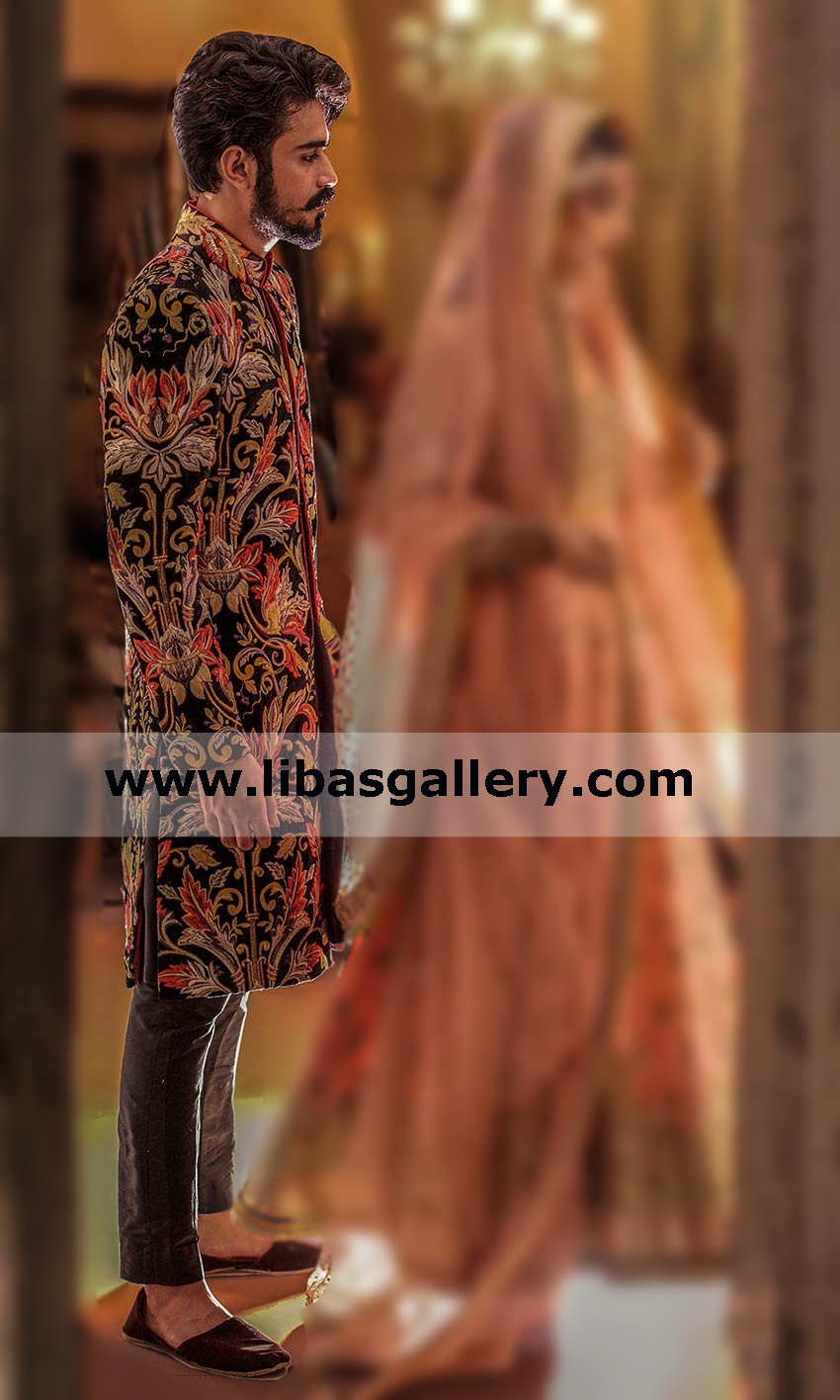 Emotionally intelligent male nikah barat embroidered sherwani
