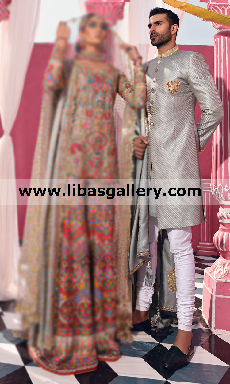 silver premium groom nikah barat engagement sherwani achkan