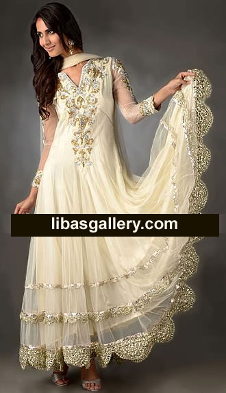 Cream Anarkali Caron