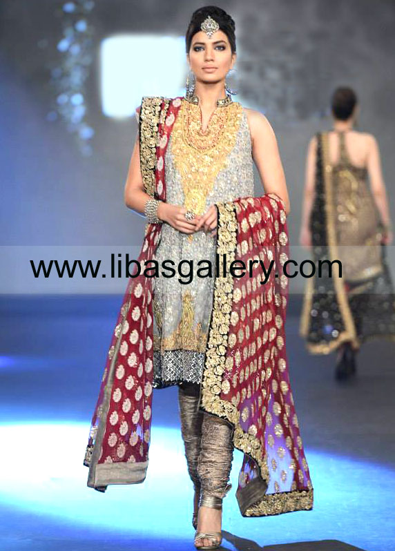 Grey burgundy Lucida Special Occasion Wear 