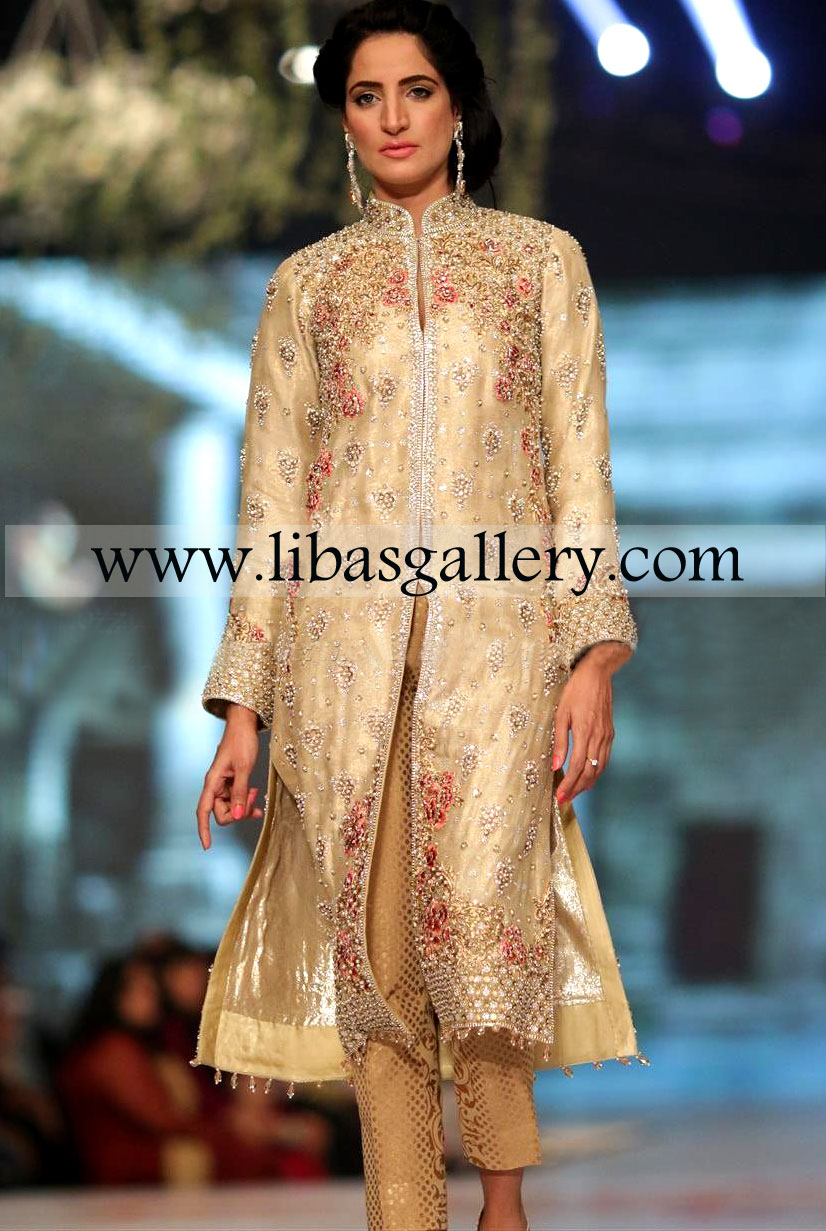 PPakistani Wedding Wear by Faraz Manan Istanbul Collection at PBCW 2014 Altamont New York, Asian European flavour Wedding Outfits Grace City North Dakota Bridal Wear