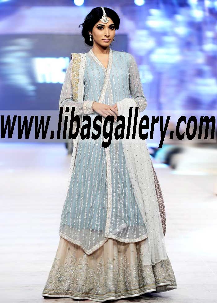 Admirable Pale Aqua color Angrakha Dress for Wedding and Special Occasions