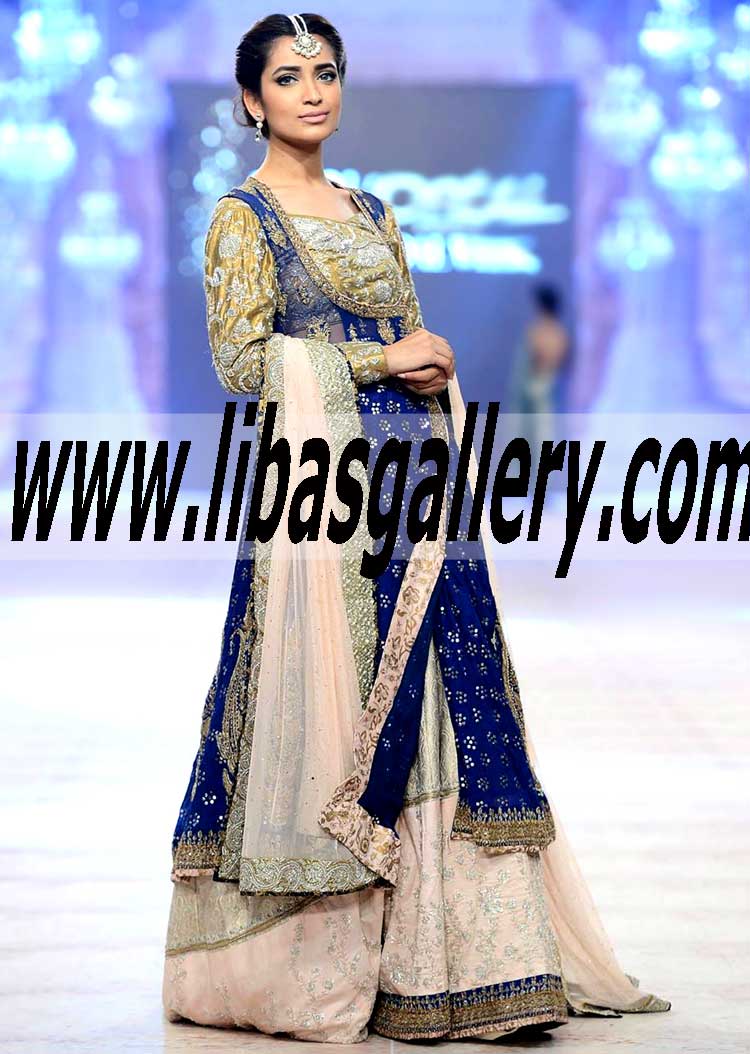 Gorgeous Midnight Blue Lehenga Dress with Gown for Wedding and Special Occasions