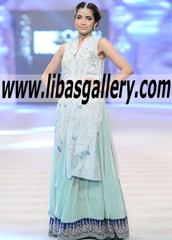 Delightful Pale Robin Egg Blue color Lehenga Dress for Parties and Special Occasions