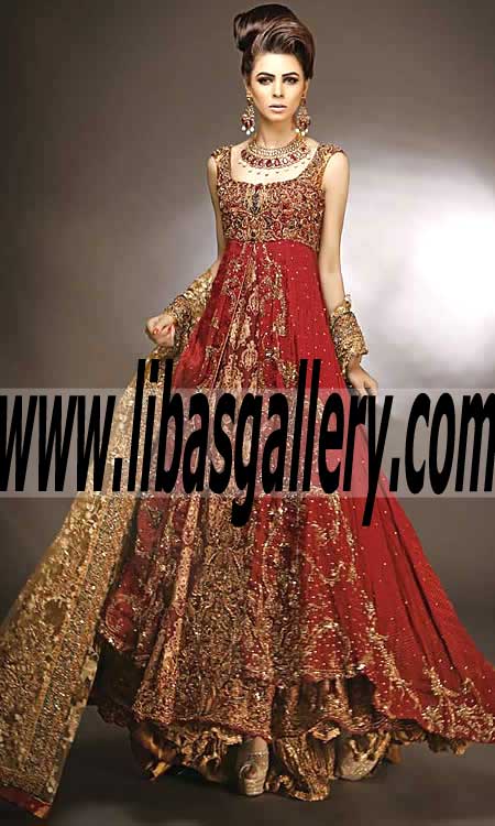 Majestic Dual Layered Bridal Gown for Wedding Reception Special Occasions Events
