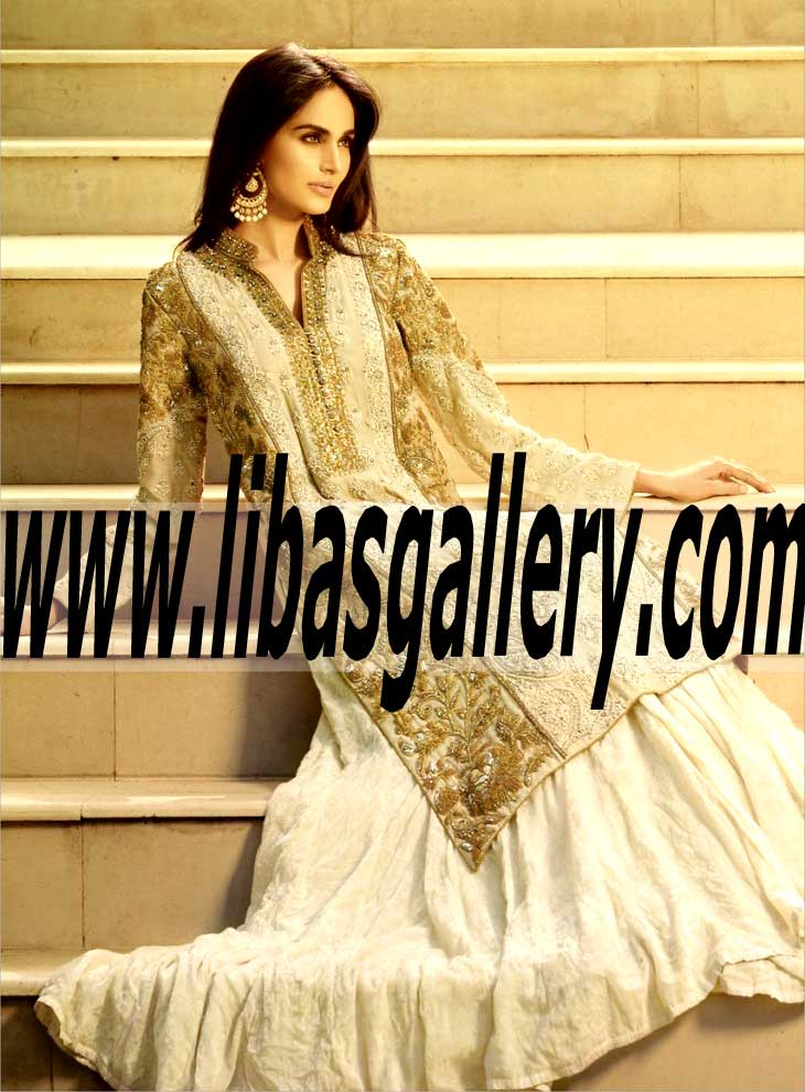 Fabulous Chiffon Pakistani Designer Outstanding Floor Length Sharara for special occasion dress