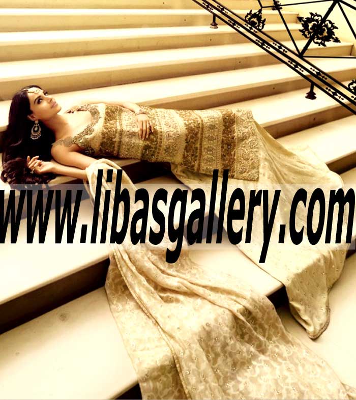 Elaborate Floor Length Sharara Dress with Beautiful Stone Work Kameez