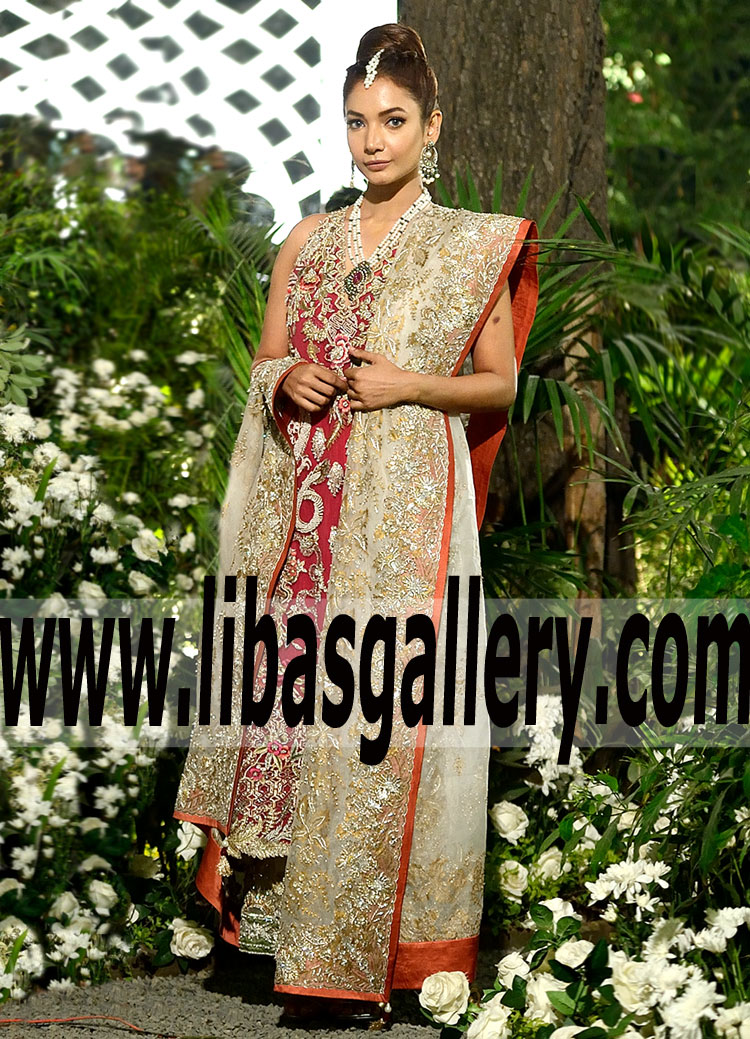 Elan Stupendous Carmine Colored Bridal Wear With Creative And Attractive Embellishments For Special Occasions Elan Chicago Illinois Fashion Trend