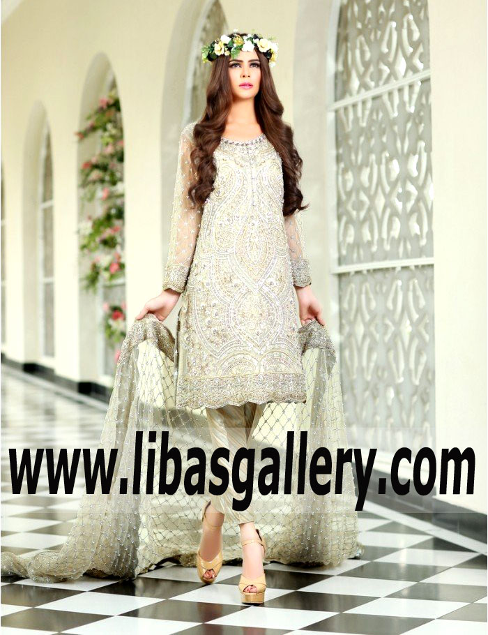 Maria B Spring Special Occasion Dresses for Engagement Brides - Pakistani Indian Dresses for Nikkah Ceremony Surrey UK