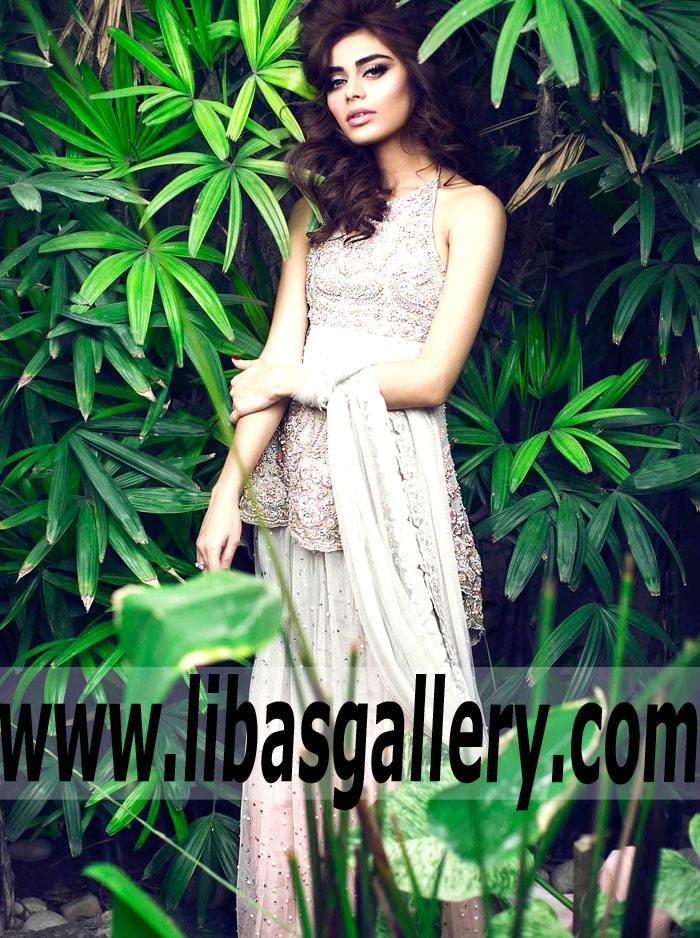 Stylish Embellished Designer Peplum Dress for Wedding and Special Occasions