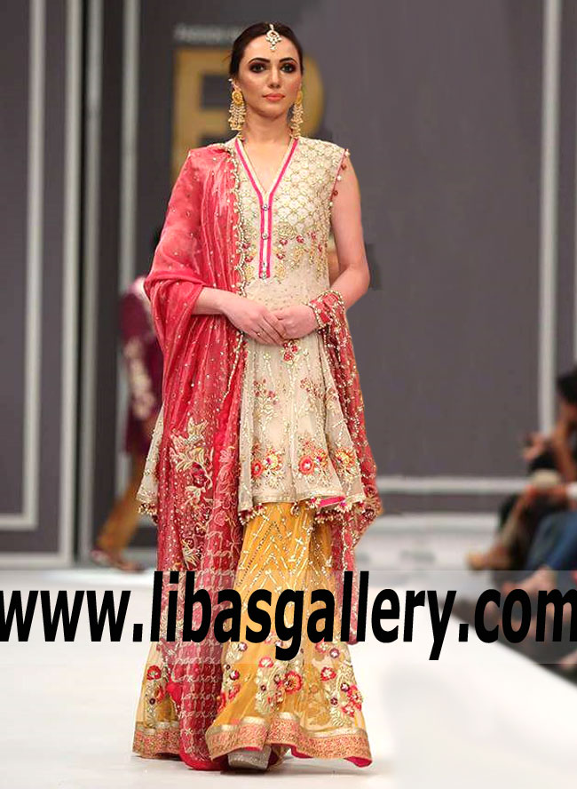 Enthralling Embellishments and Embroidery work Two Legged Sharara Dress for Next Party and Wedding Functions