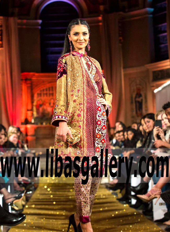 Faiza Samee Angrakha Style Trouser Suit UK USA Canada Wedding Guest Dresses Pakistan