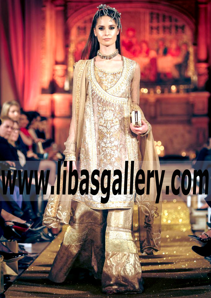 Heavy Embellished Bridal Angrakha Dress Designer Faiza Samee Bridal Angrakhas Richardson Texas USA Heavy Embellished Bridal Gharara