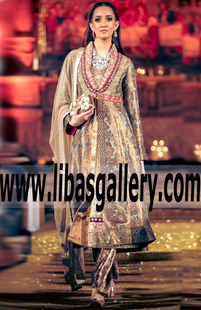 Voguish Special Occasions Gown Dress with flourishing Embellishments and Embroidery for Wedding and Special Occasions