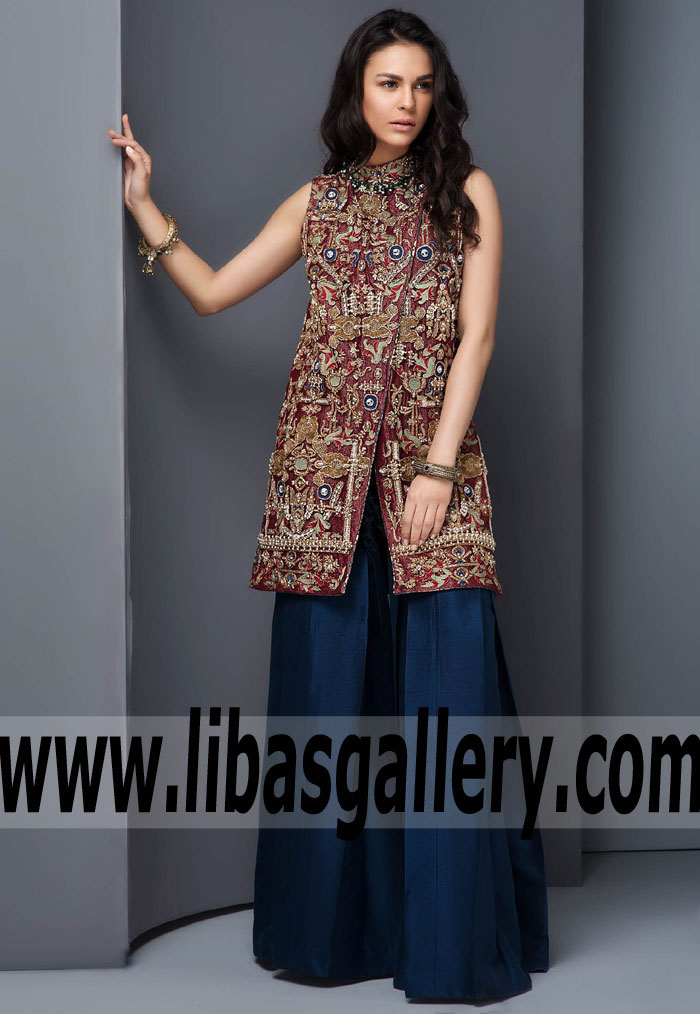 Classy Dark Burgundy Dahlia Bridesmaid Dress for Special Occasion Riyadh Saudi Arabia Mahgul Pakistani Designer