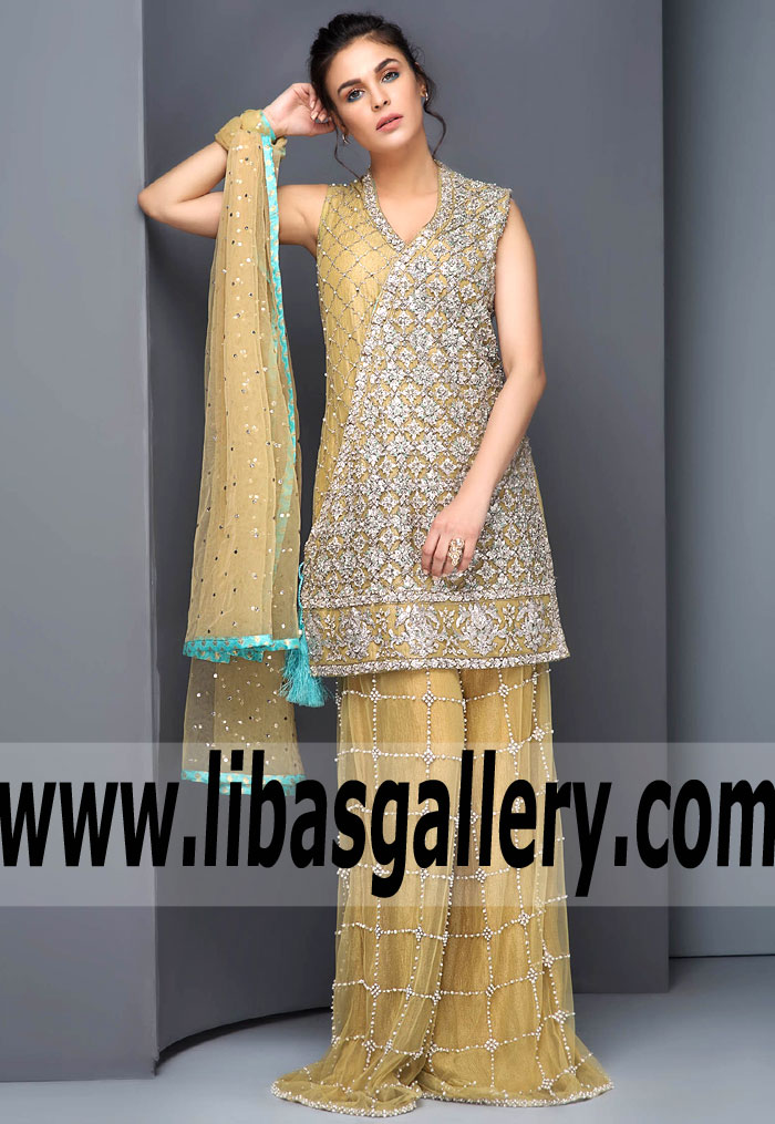 Elegant Naples yellow Bespoke Party Dress