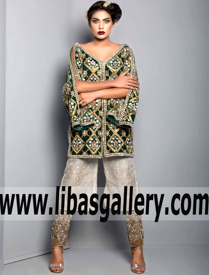 pakistani party dresses online shopping | pakistani party wear dresses with prices | Mahgul High Fashion Chic Cape Coat Dress for Formal Events Wilmington Delaware USA