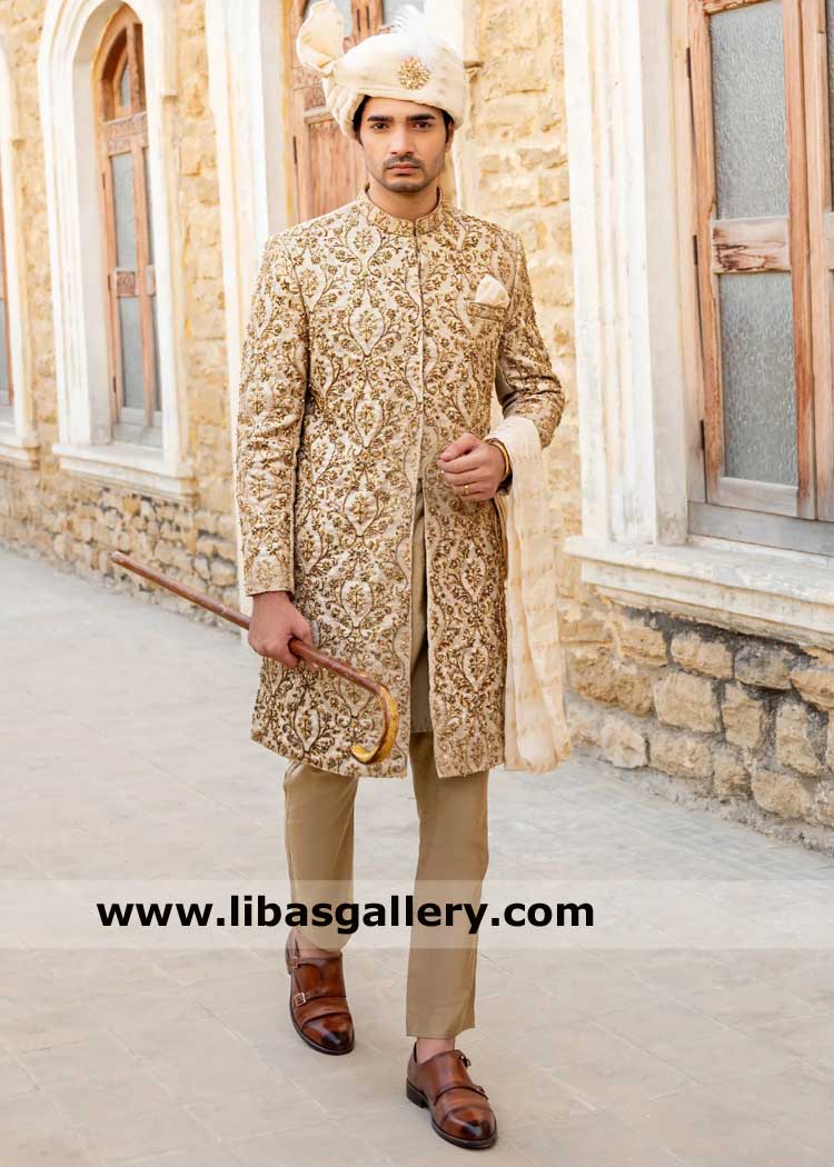 Gold Sherwani embroidered Timeless 