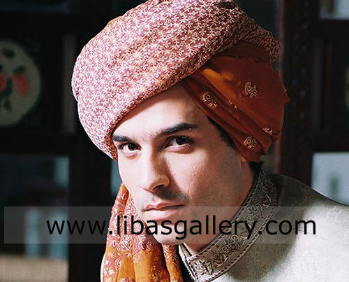 Groom Wedding Turban in orange shade