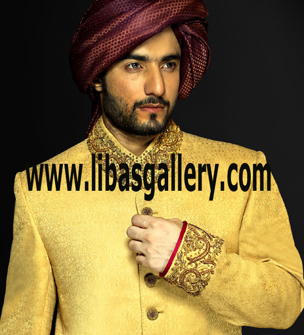 jamawar banarsi wedding pagri pre wrapped for dulha groom in cordovan color nikah barat rukhsati london southhall UK jamawar banarsi wedding pagri pre wrapped for dulha groom in cordovan color nikah barat rukhsati london southhall UK
