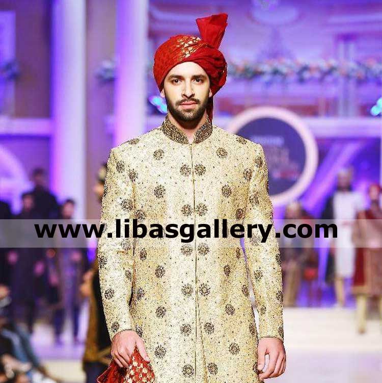 red wedding turban with shamla pretied for male
