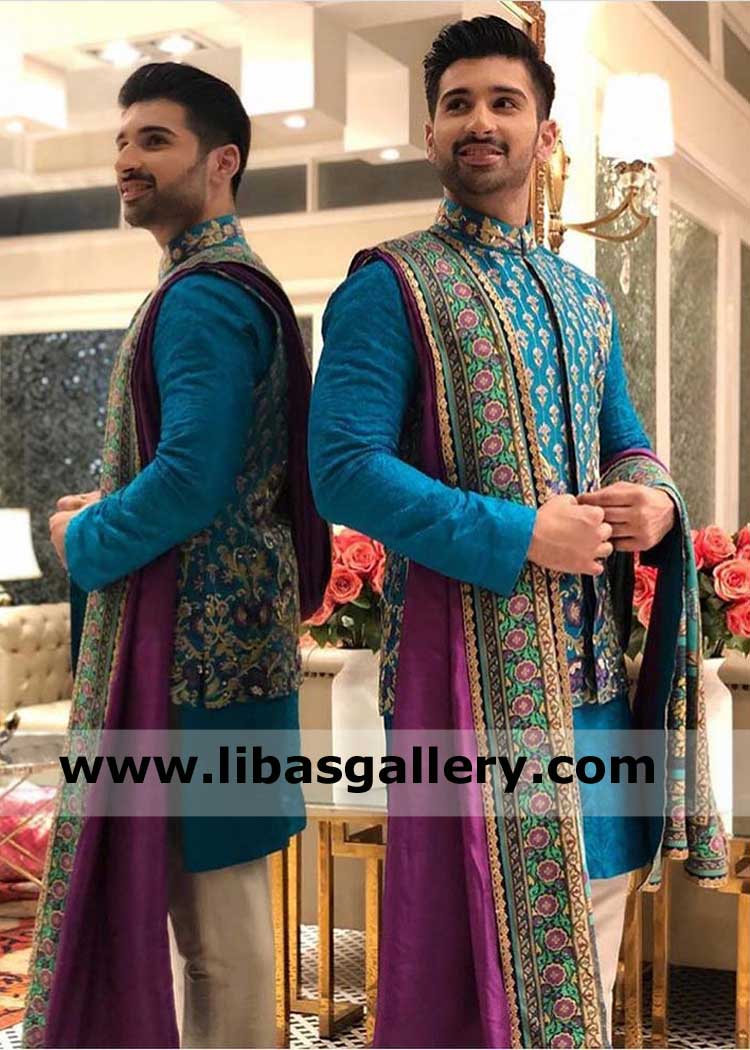 Men Embroidered Wedding Waist Coat Unique Article
