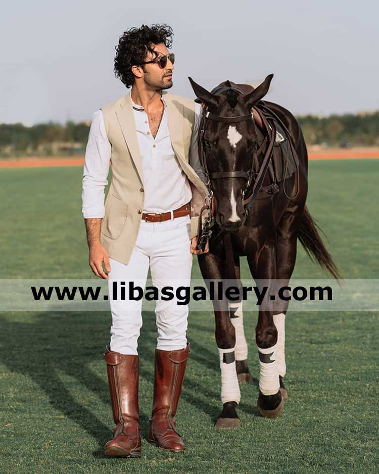 ahad raza mir in sleeveless beige vest with notched collar channels feeling of royal prince wardrobe waiting for gentleman order online france germany usa uae