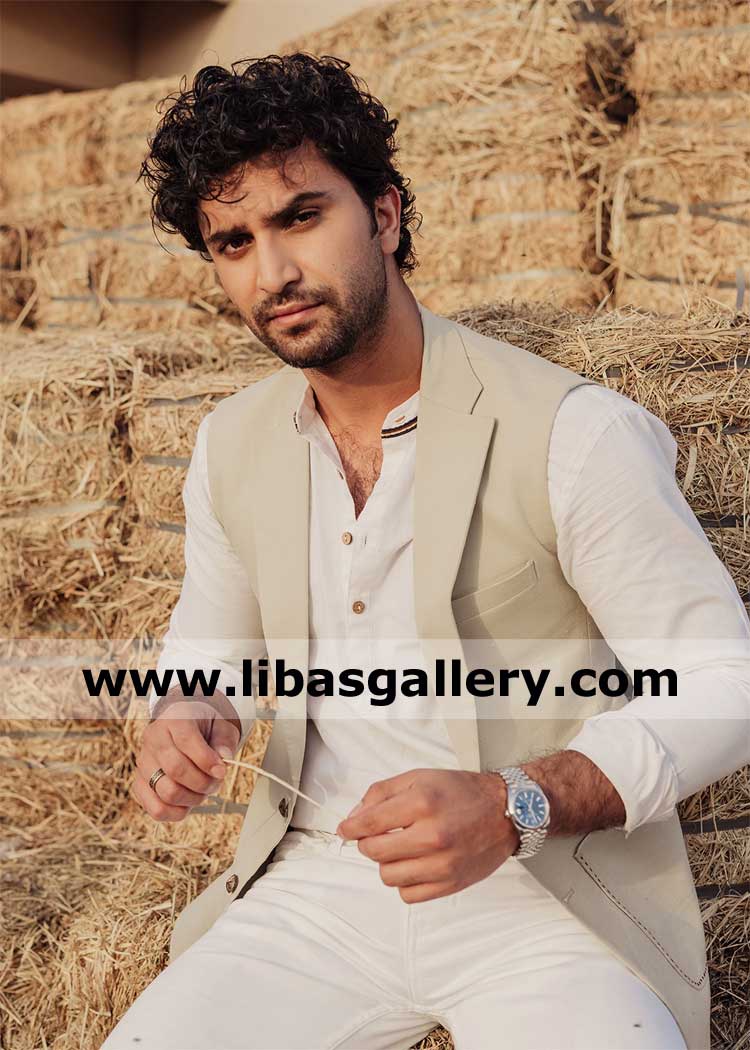 sleeveless vest with notched collar channels from royal prince wardrobe