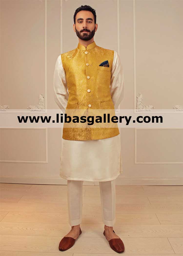 lime green banarsi jamawar groom dulha waistcoat article
