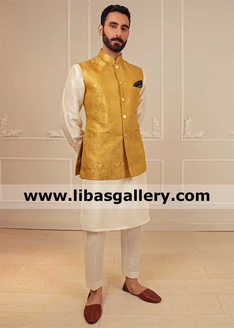 lime green banarsi jamawar groom dulha waistcoat article