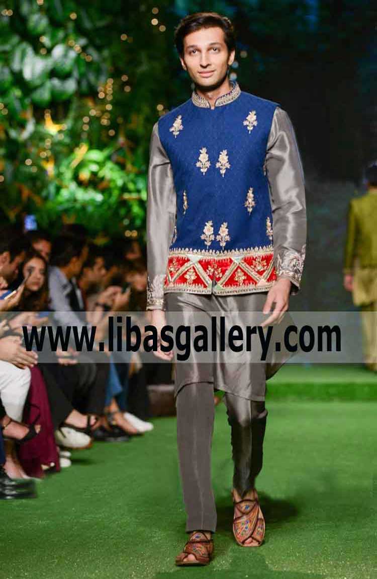 Royal blue slim fit and Regular fit Gents Wedding Vest